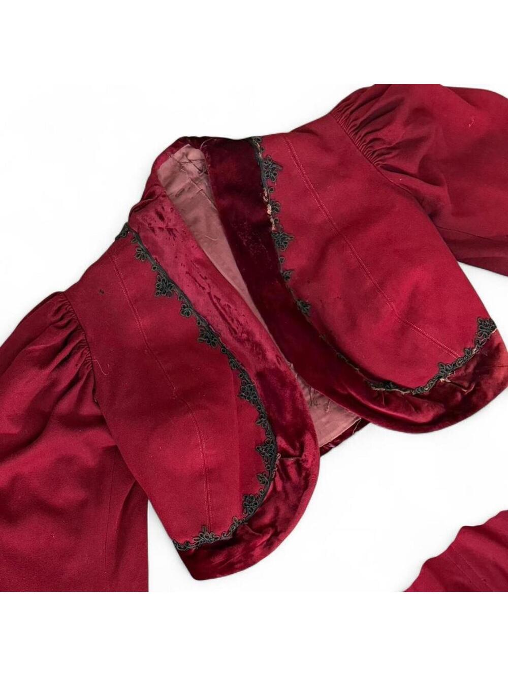 Vintage Two-Piece Burgundy Skirt and Bolero Jacket Set - Picture 4 of 8